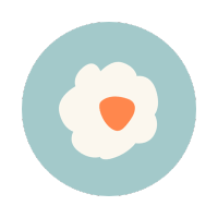 Rond bleu et feuille beige
