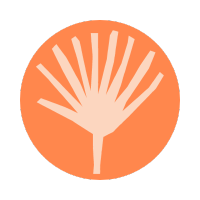 Rond orange et feuille beige